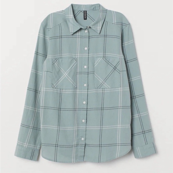 H&M Tops - Divided by H&M Turquoise Plaid Button Down Shirt